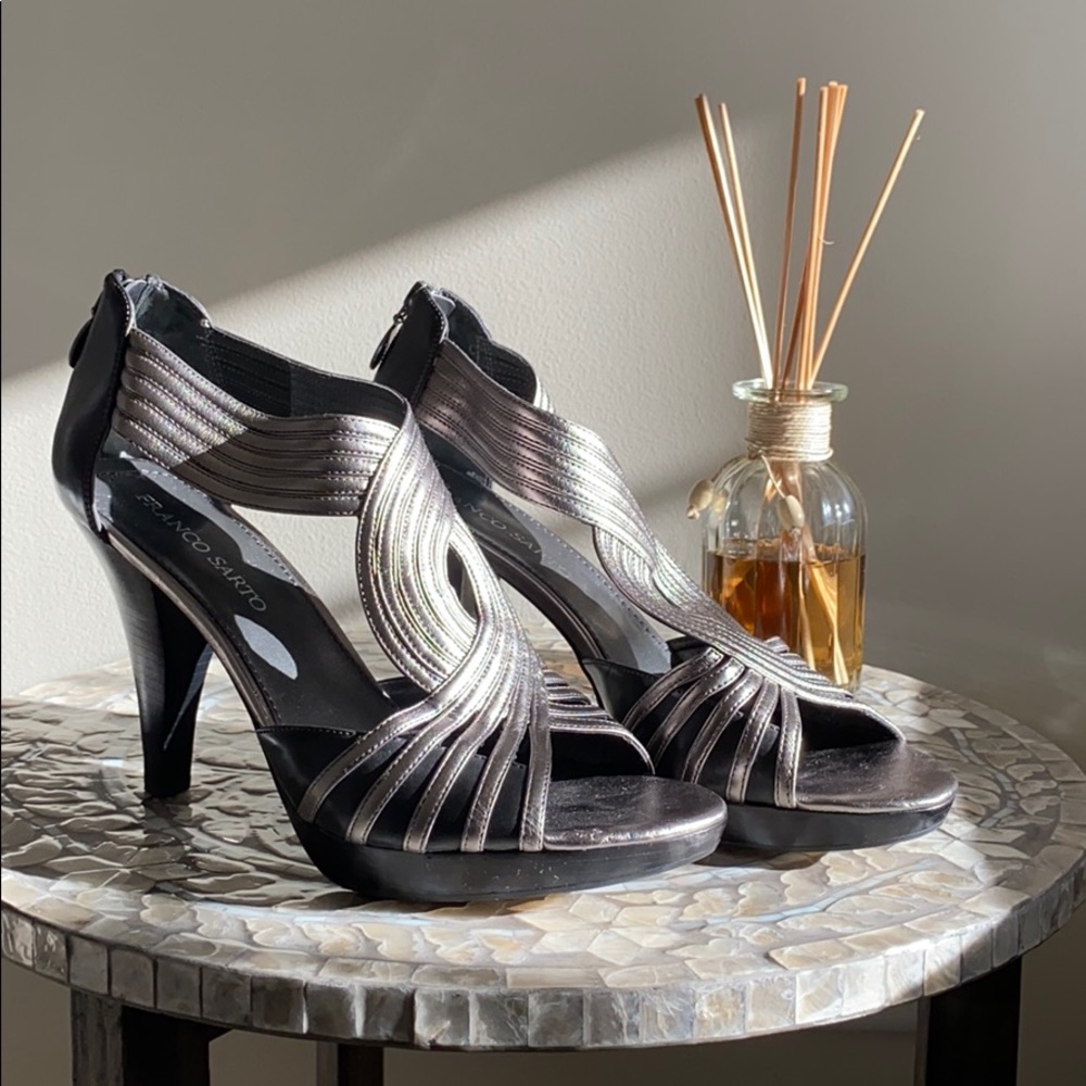 Franco Sarto Black and Silver sandals size 11
